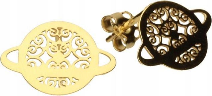 Zlaté náušnice 585, ažurové tyčinky planeta 0,96 g, klasický vzor pro ni