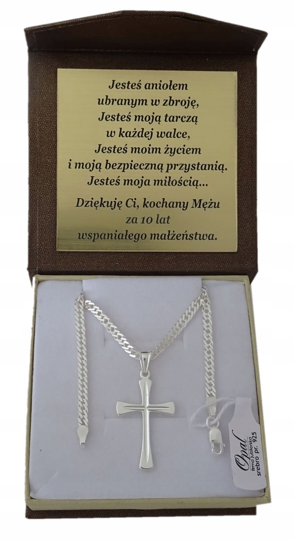 ŁAŃCUSZEK SREBRNY 925 MĘSKI 60 CM KRZYŻYK + GRAWER Kod producenta Prezent dla męża chłopaka narzeczonego