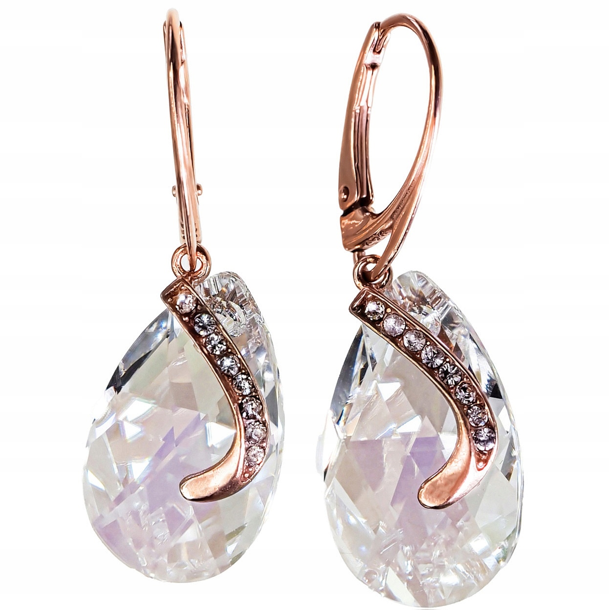 Krystaly Náušnice Moonlight Senti Rose Gold Růžové zlato Stříbro