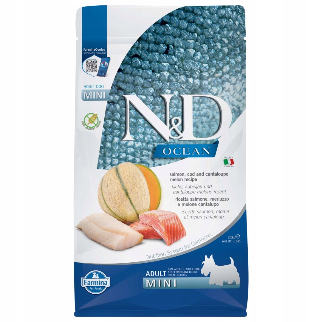 Farmina N&d Ocean Adult Mini 2,5kg Sucha Karma Dla Psa Łosoś Dorsz Melon