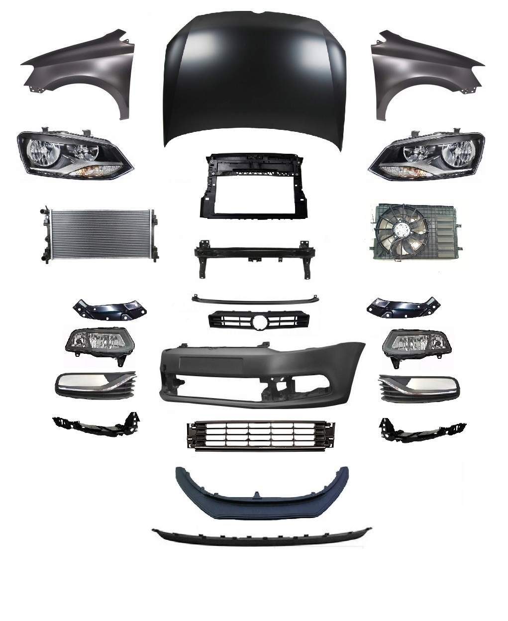 VW POLOr 14-17 ПЕРЕД КАПОТ БАМПЕР ПЕРЕДНЯ ПАНЕЛЬ КРИЛО ФАРА