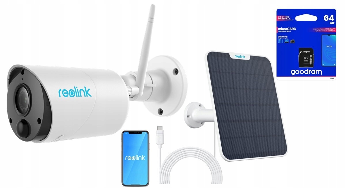 Kamera Reolink Argus B320 3MP batéria 2K Solárny Panel Karta 64