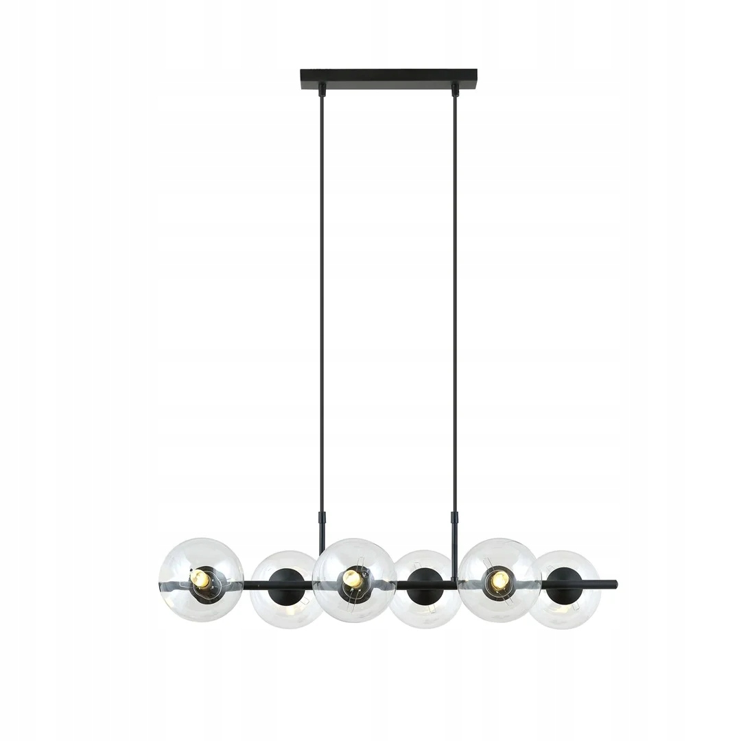 Horizontální lustr černý, moderní, skleněné koule 6 bodů do obývacího pokoje Emibig