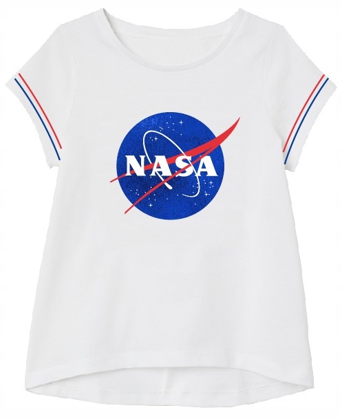

T-Shirt Dziewczęcy Nasa 140 Biały Logo Błyszczące