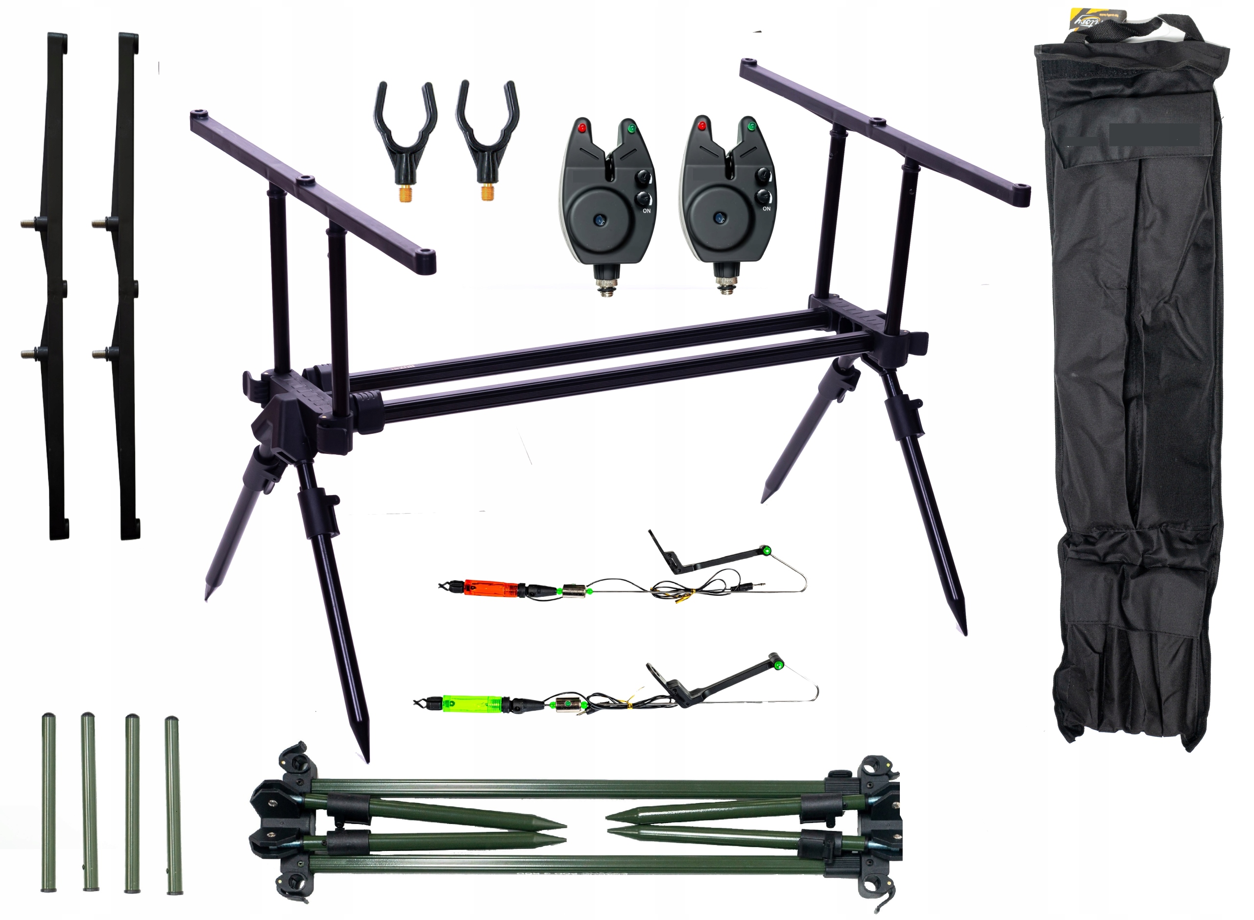 Statyw Wędkarski Rod Pod Stanowisko Karpiowe 2x Sygnalizator 2x Swinger