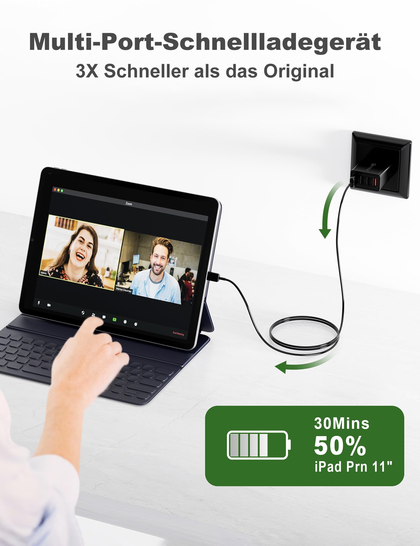 KAYSHOW Ładowarka USB 33W 4 Porty Szybkie Ładowanie iPhone Android — miniatura 8