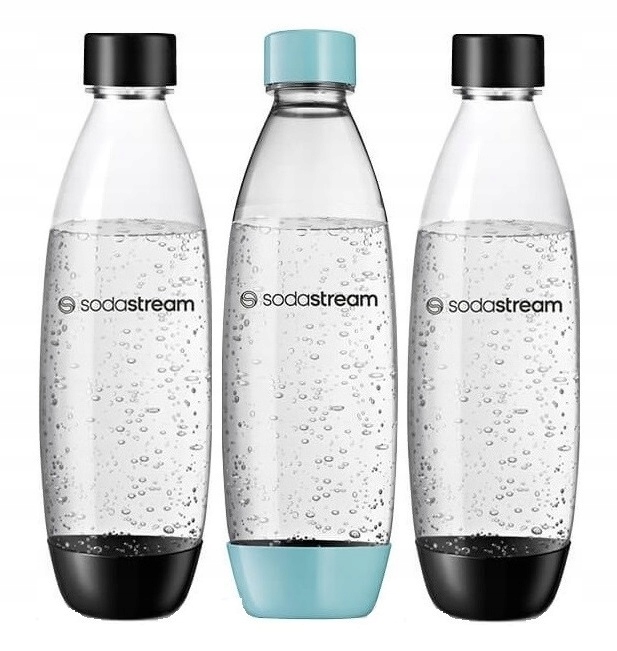 Butelki SodaStream Fuse 3 x 1l., 2 czarne, 1 błękitna, do zmywarki