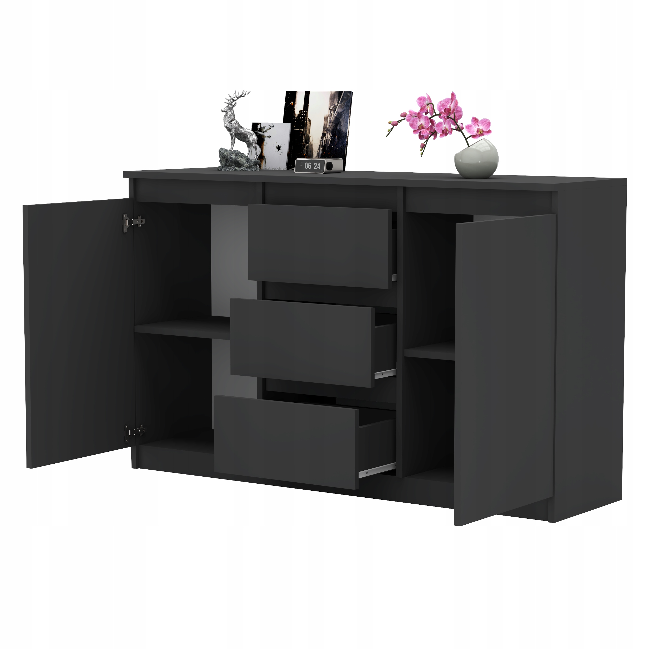 Komoda AGA 120CM ANTRACYT Nowoczesna Pojemna Szafka 3 Szuflady MIX KOLORÓW Kolor frontów antracyt