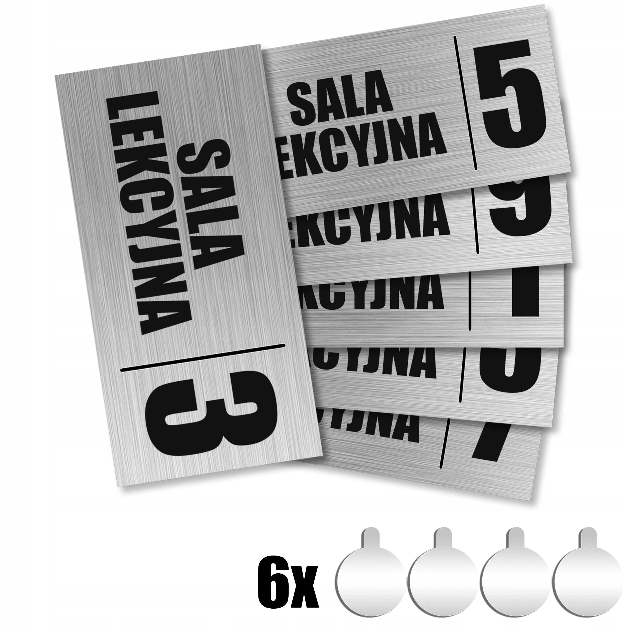 Nerezové tabulky Učebna Číslo Sálu 10x20 Hliník 6 kusů