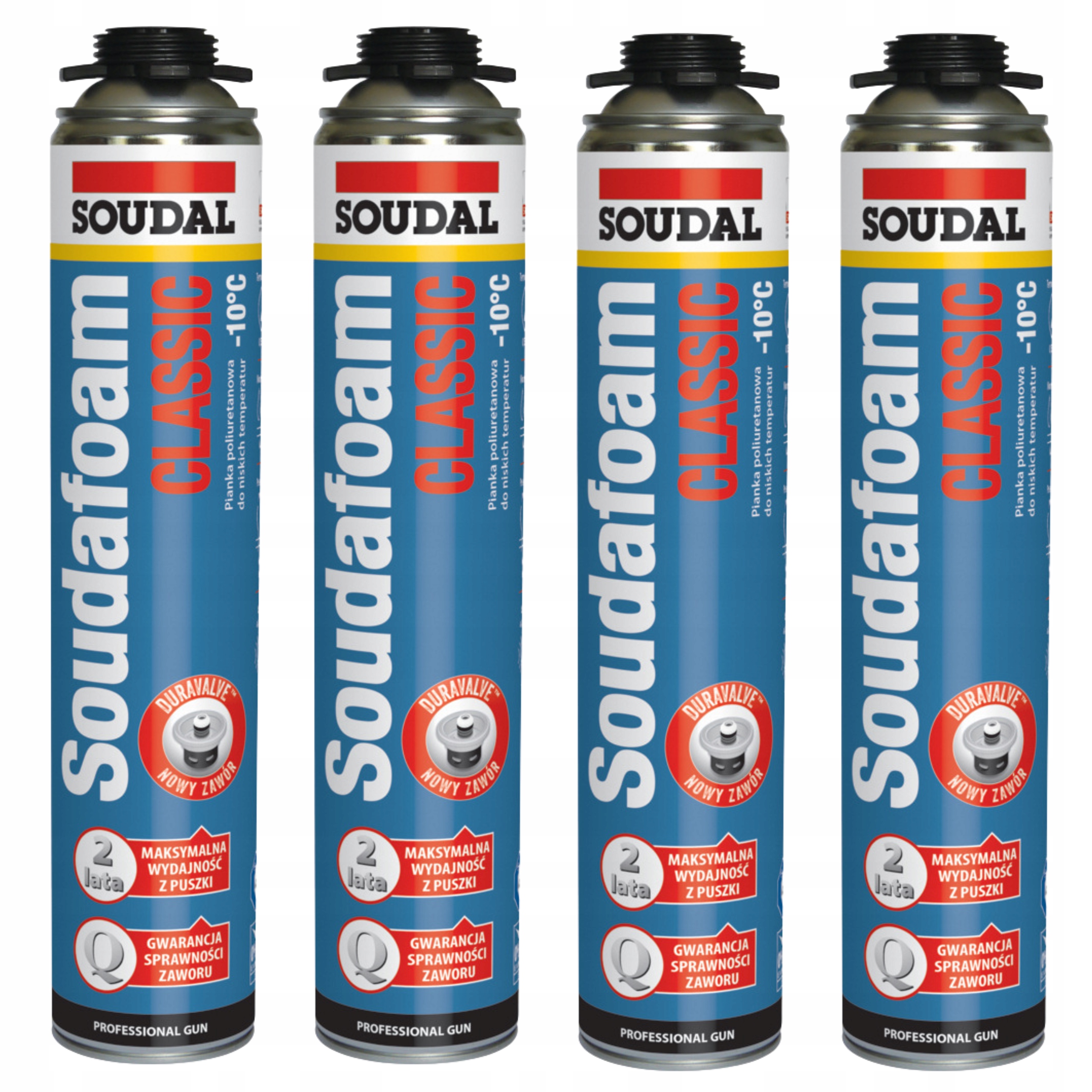 Montážní pěna pistolová zimní Soudal Classic 750 ml -10°C, sada 4 ks