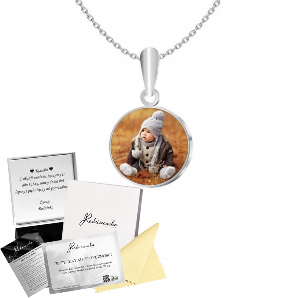 Náhrdelník s Fotkou Personalizace Stříbro 925 Dárek K Narozeninám Gravírování