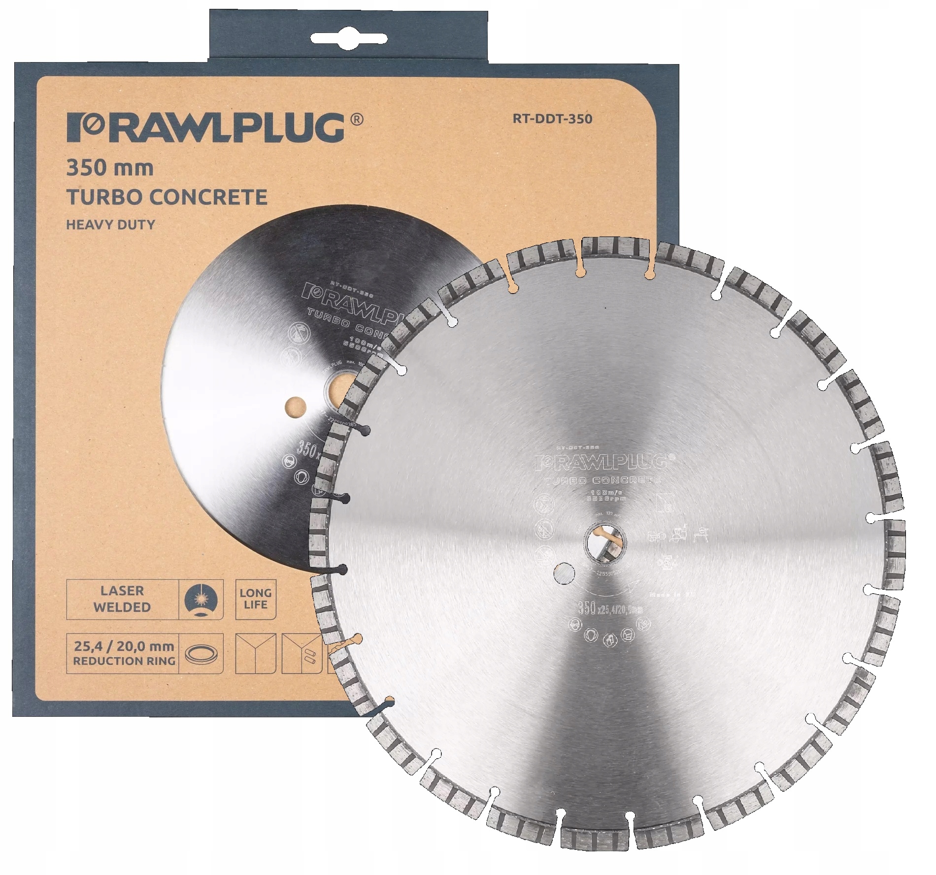 Rawlplug Tarcza Segmentowa Diamentowa do betonu zbrojonego 350mm RT-DDT-350