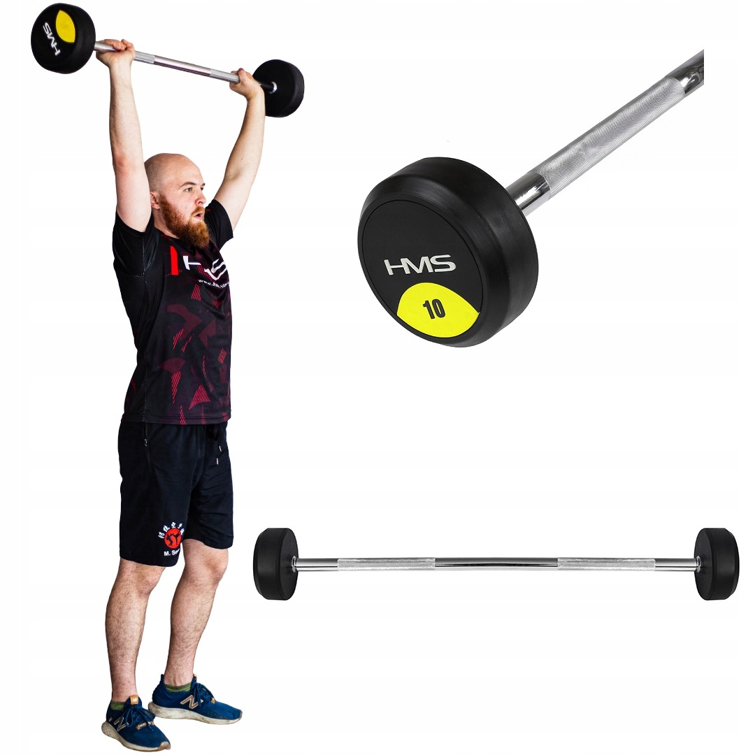 Sztanga Stałe obciążenie 10kg gryf prosty gumowana stal gryf radełkowany