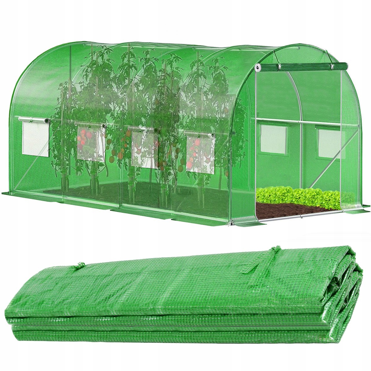 TUNEL OGRODOWY FOLIOWY SZKLARNIA FOLIOWA 4x2,5m FOLIAK UV-4 NA WARZYWA 9m2 Kolor zielony