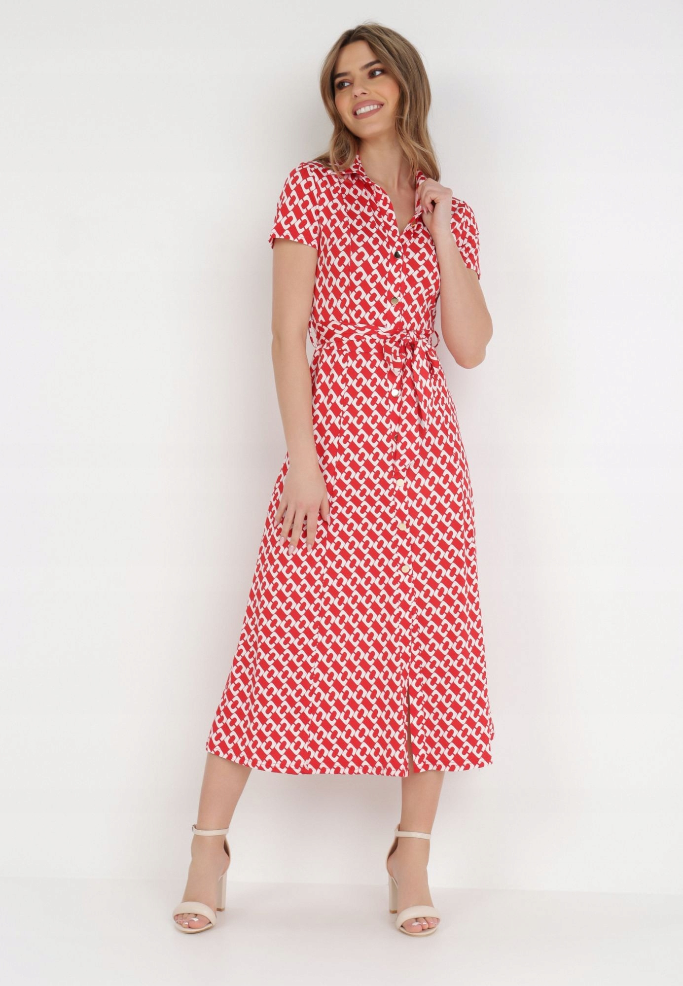 

Born2Be Bordowa ukienka damska S Koszulowy Krótki