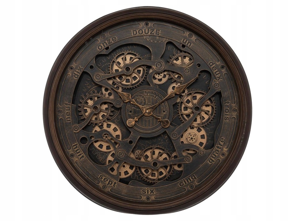 Nástenné hodiny Alban, vintage, viditeľný mechanizmus, Ø 76 cm