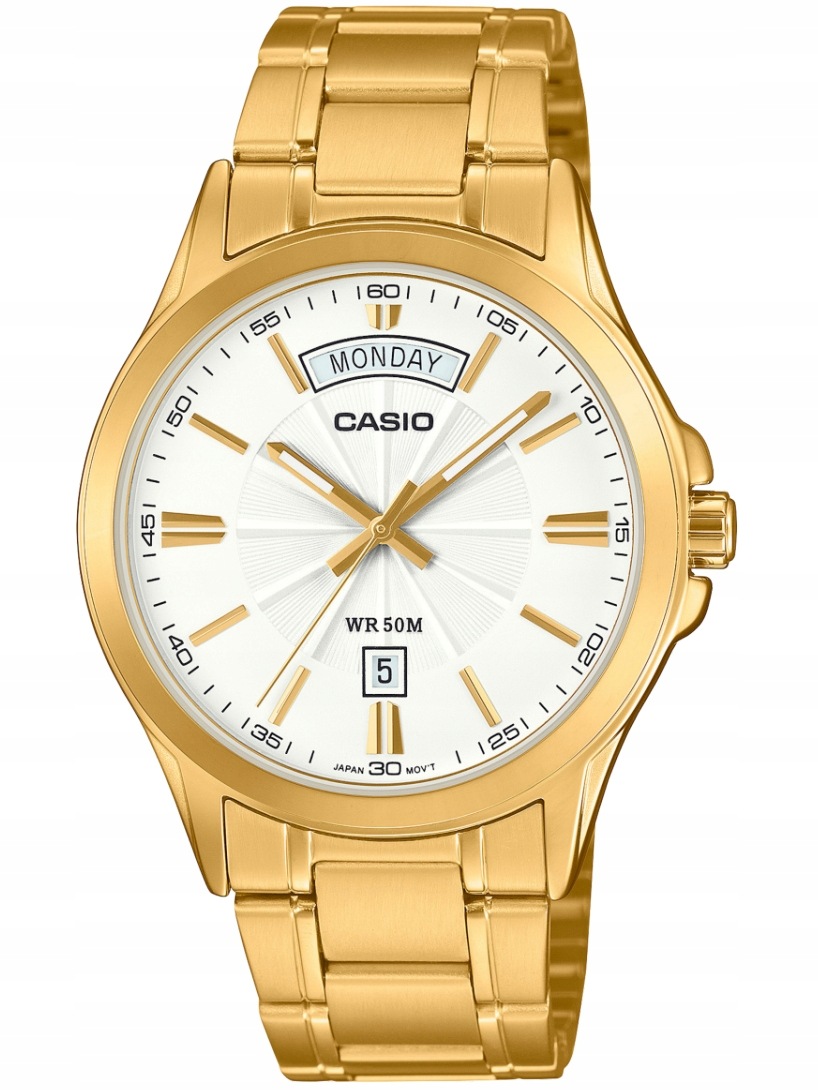 Pánské Hodinky Casio MTP-1381GD-7A Zlatý Náramek 50 M Pro Den Chlapců