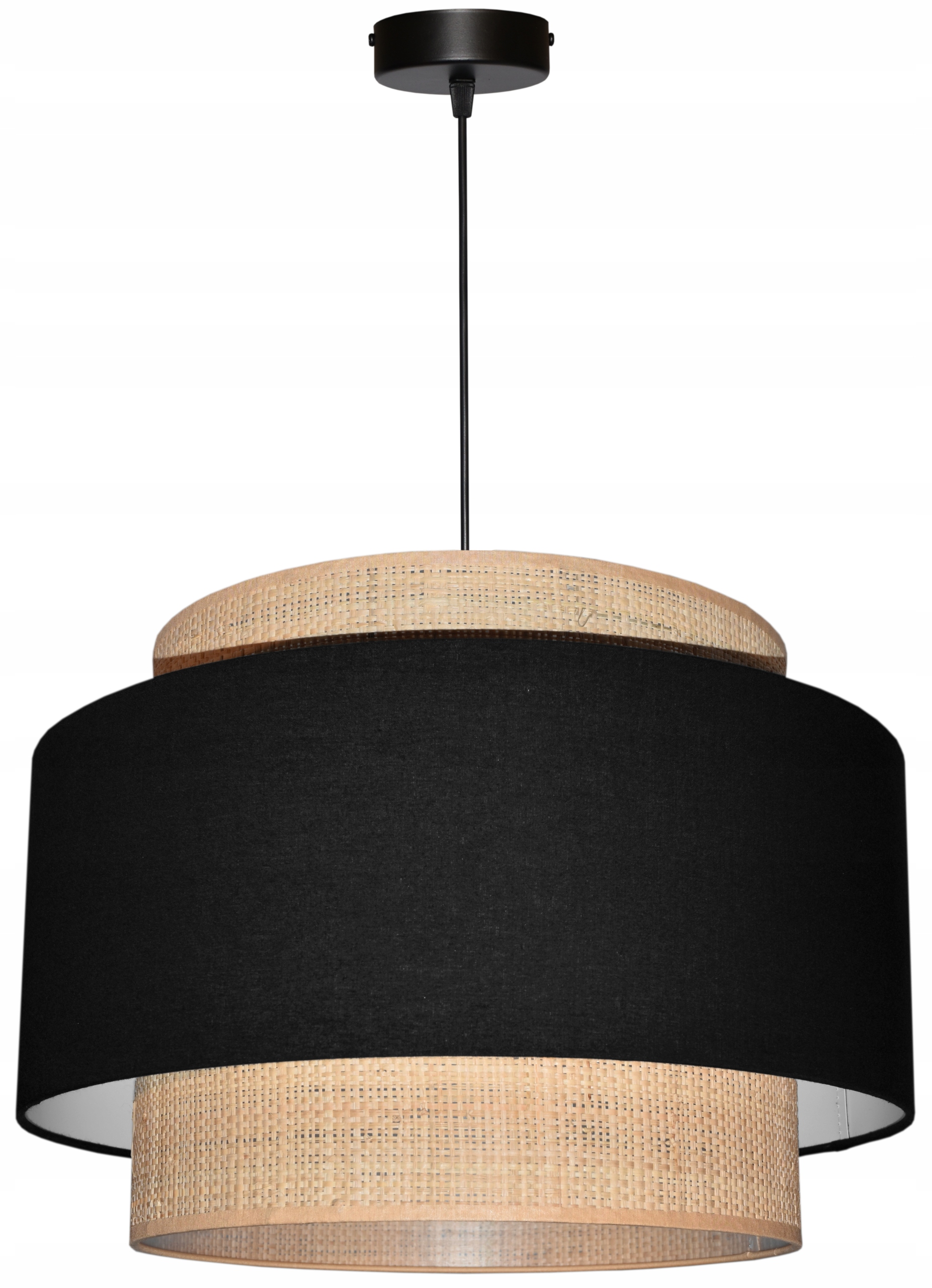 Závesná stropná lampa Tienidlo 45/30 E27 Čierna Mirano Rafia Ratan Boho