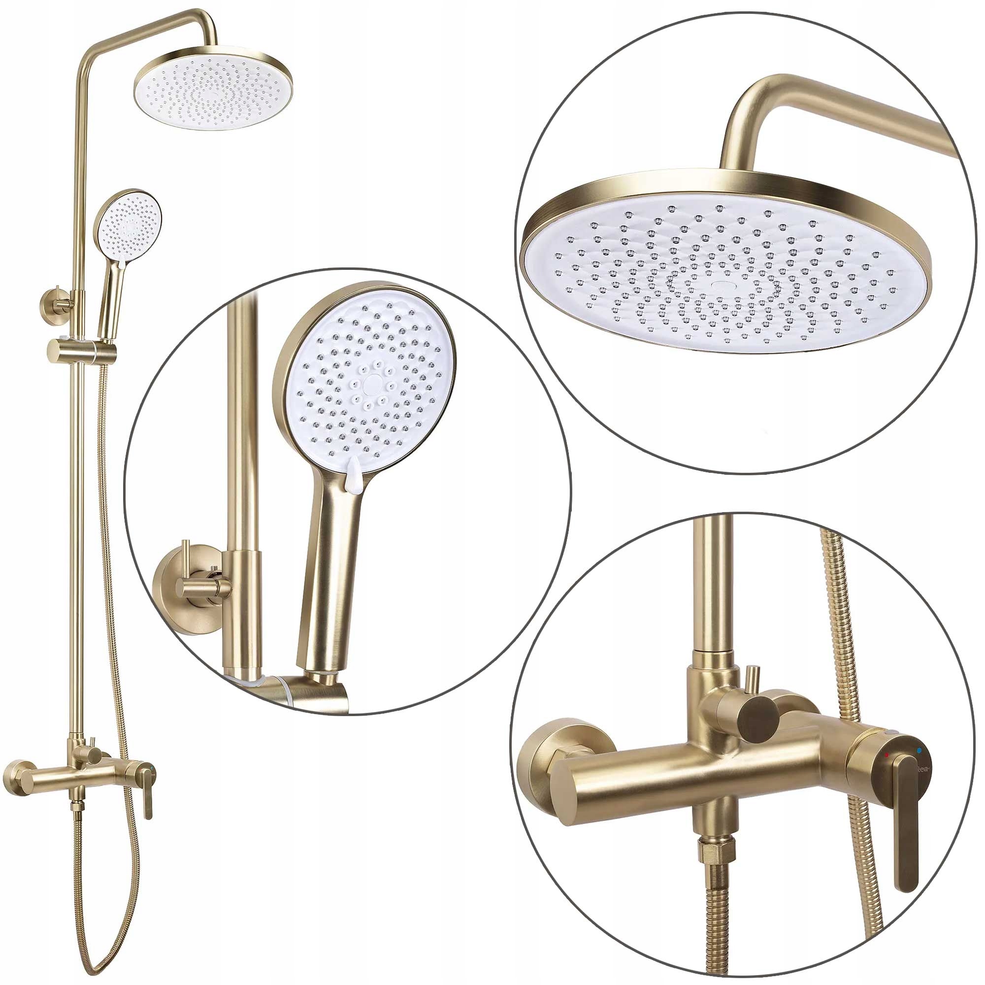 Zlatý brúsený sprchovací set Rea Ontario na omietku, nastaviteľný