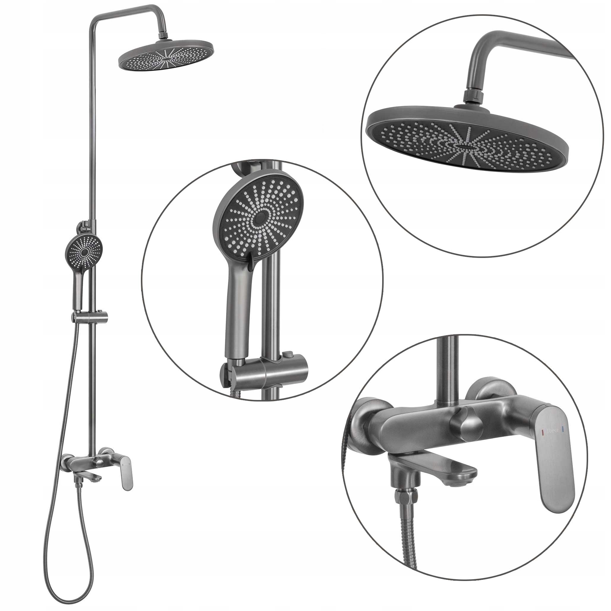 Nástenná sprchová súprava Šedá Rea Marco Titan Sprchový výtok