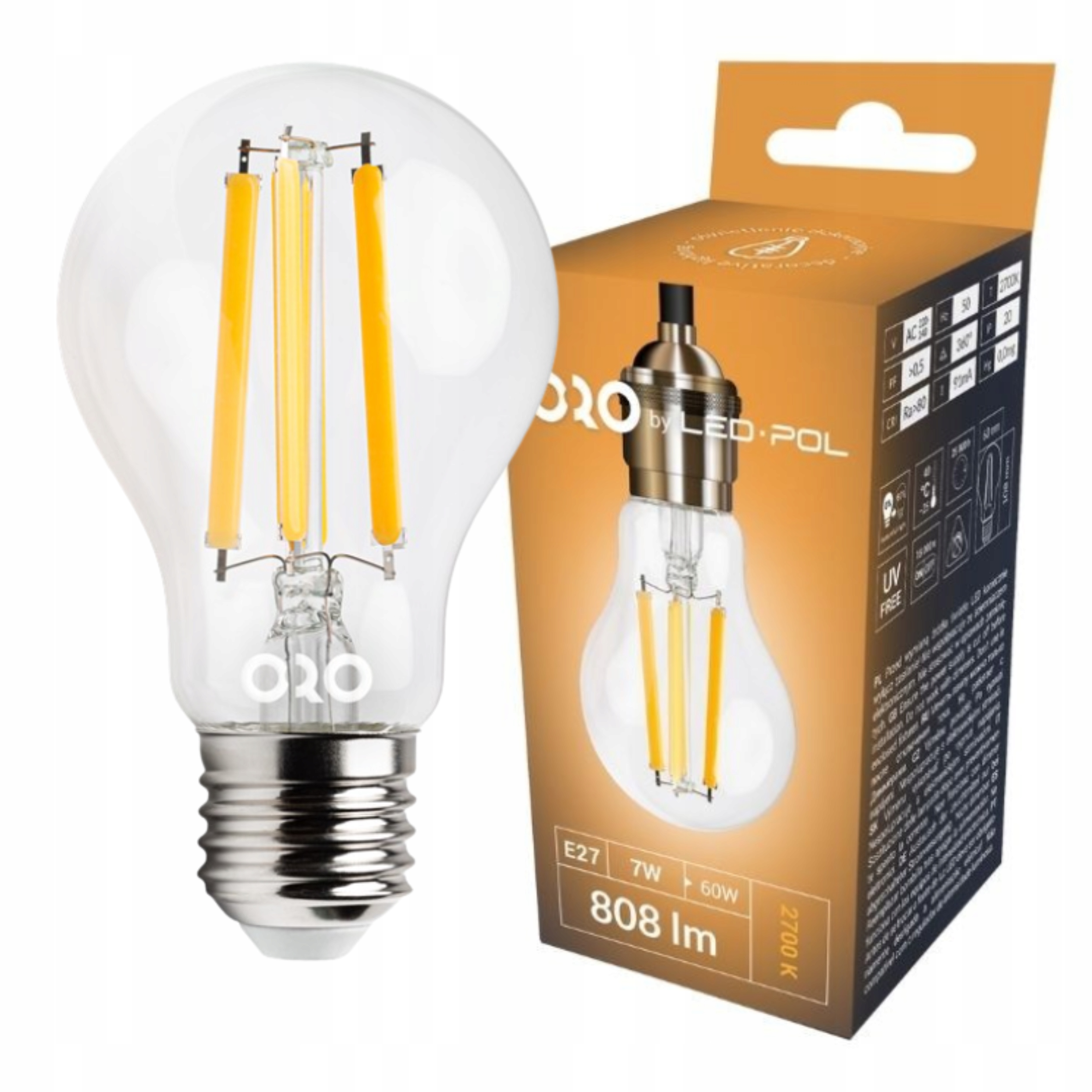 ŻARÓWKA LED E27 CLARO 8W WW 806LM CIEPŁE ŚWIATŁO