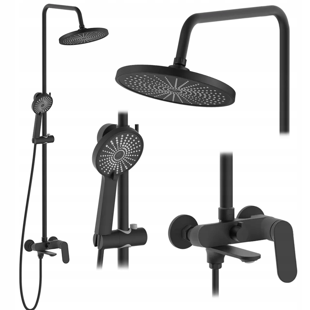 Sprchový set s ručnou sprchou a batériou – čierny mat