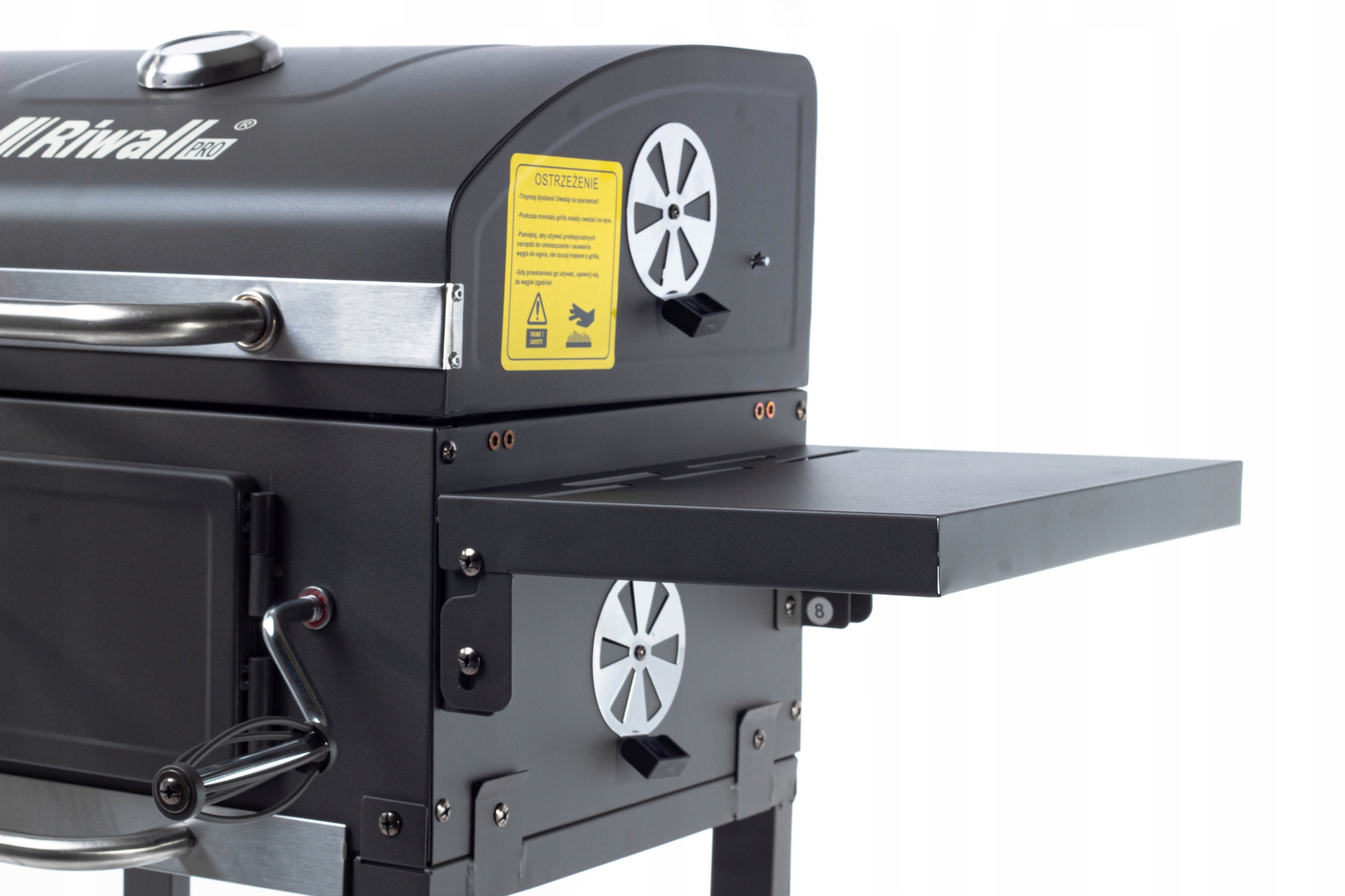 GRILL WĘGLOWY OGRODOWY Riwall RUSZT Z POKRYWĄ POPIELNIK +TERMOMETR Typ produktu prostokątny