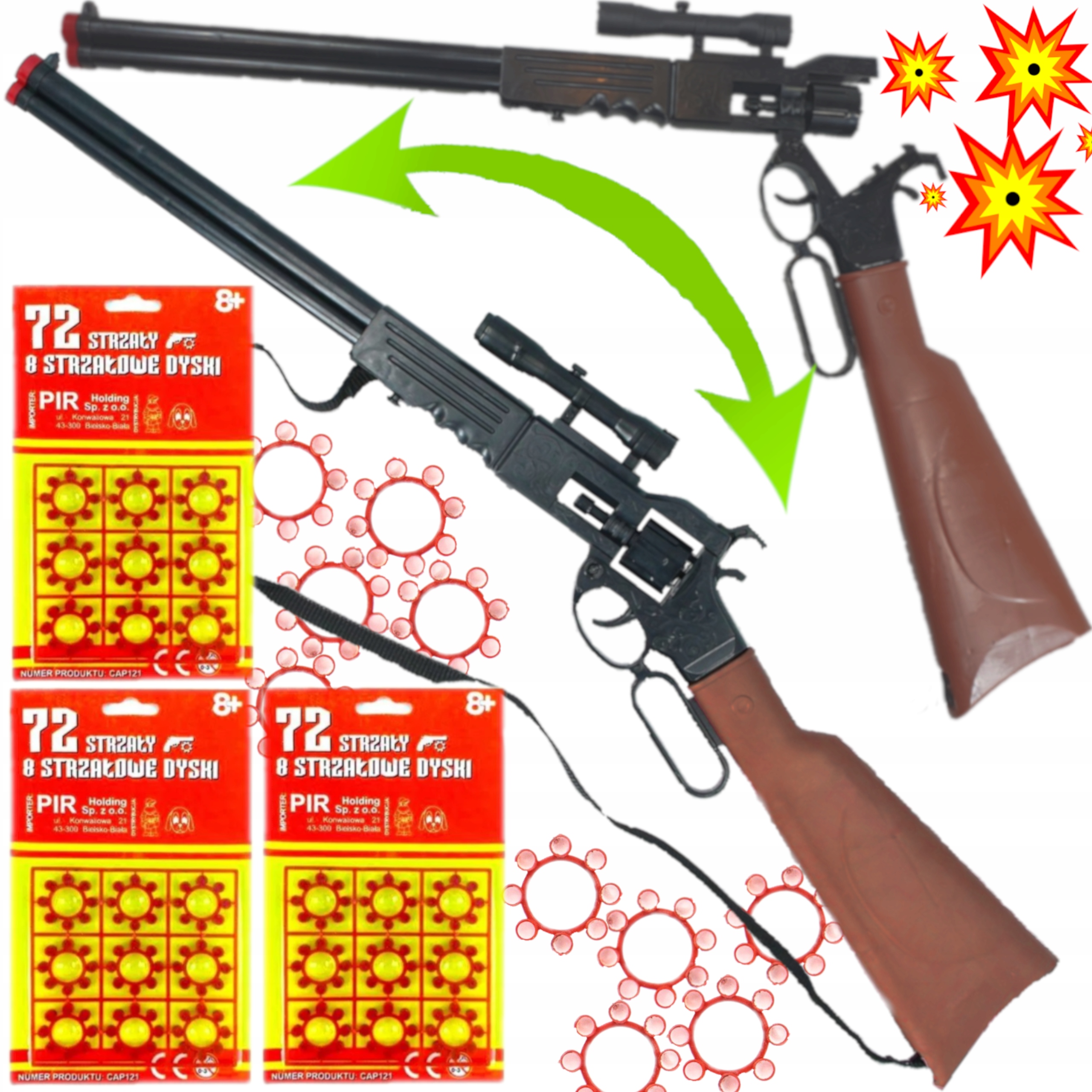 ZESTAW STRZELBA +PISTOLET NA KAPISZONY +6x SPŁONKA EAN (GTIN) 5900949406107