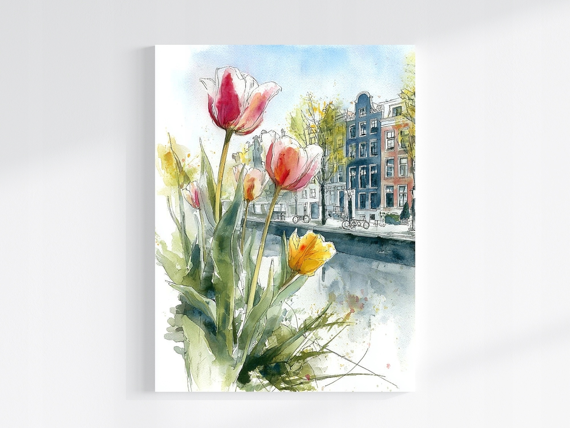 Obraz Na Plátně Canvas Grafika Město Amsterdam Nizozemsko Tulipány 75x100