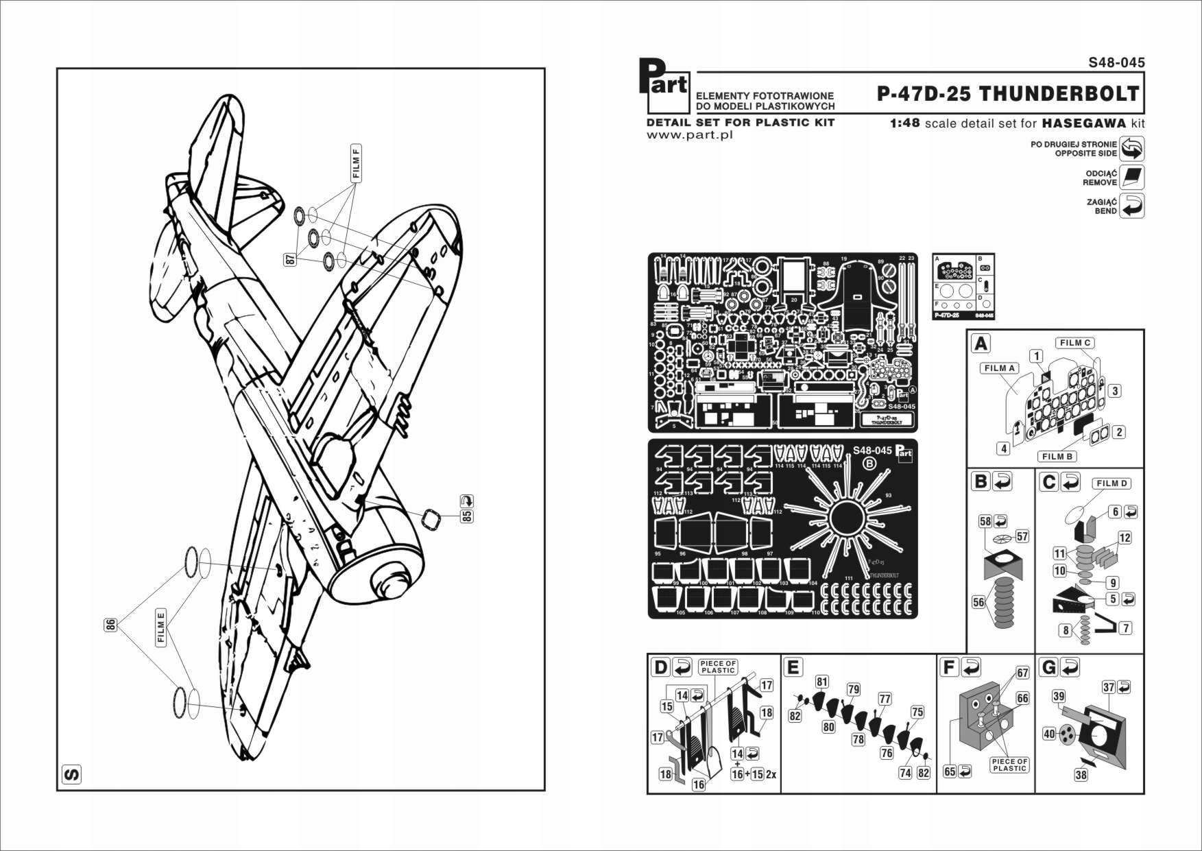 Část S48-045 1/48 P-47D-25 Thunderbolt (Hasegawa)
