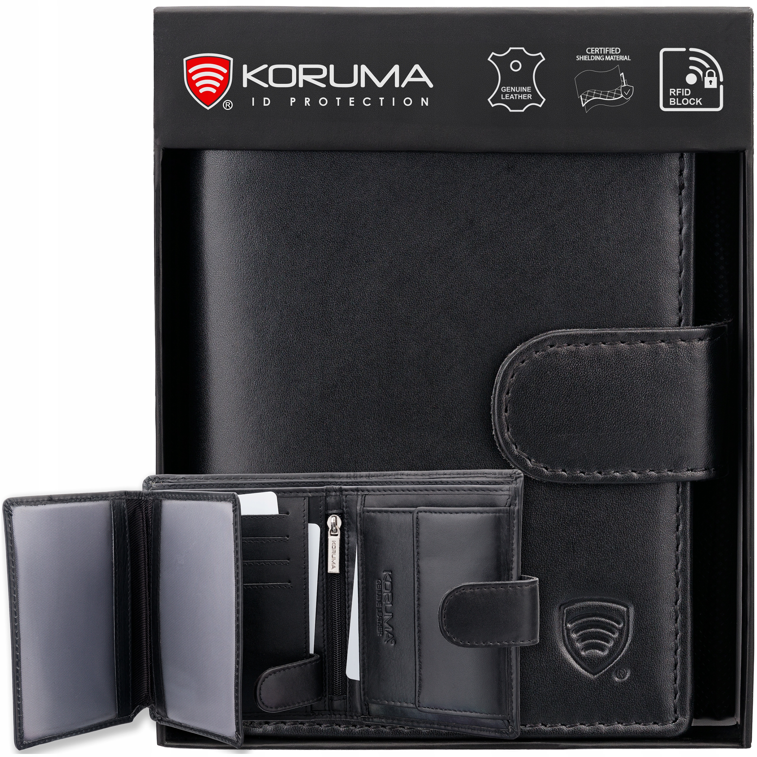 Pánská Kožená Peněženka s Rfid Ochranou na Karty, Mince a Doklady Koruma