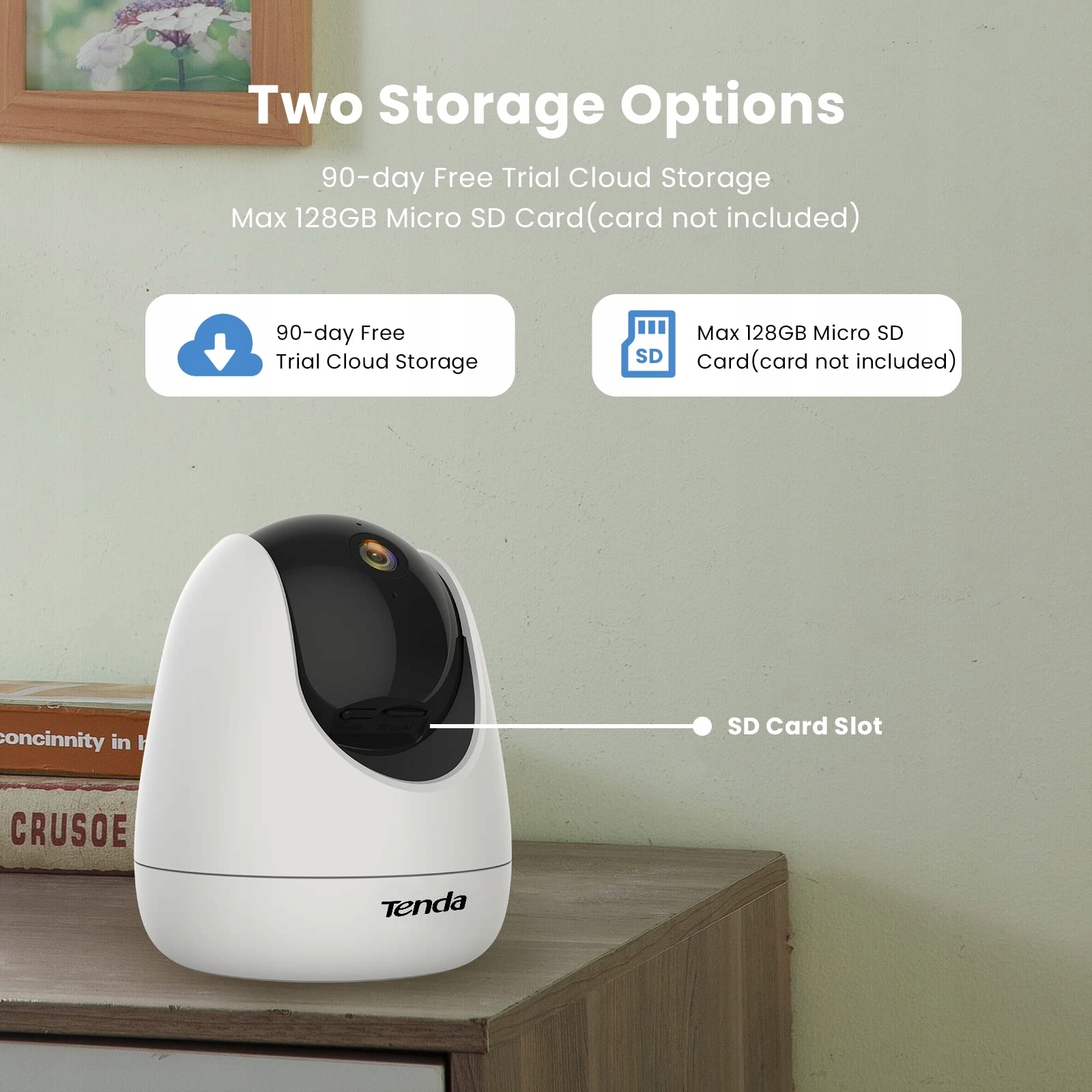 TENDA CP3 Kamera Wewnętrzna 1080p WiFi 360° 12m Nocny Detekcja Ruchu — miniatura 9