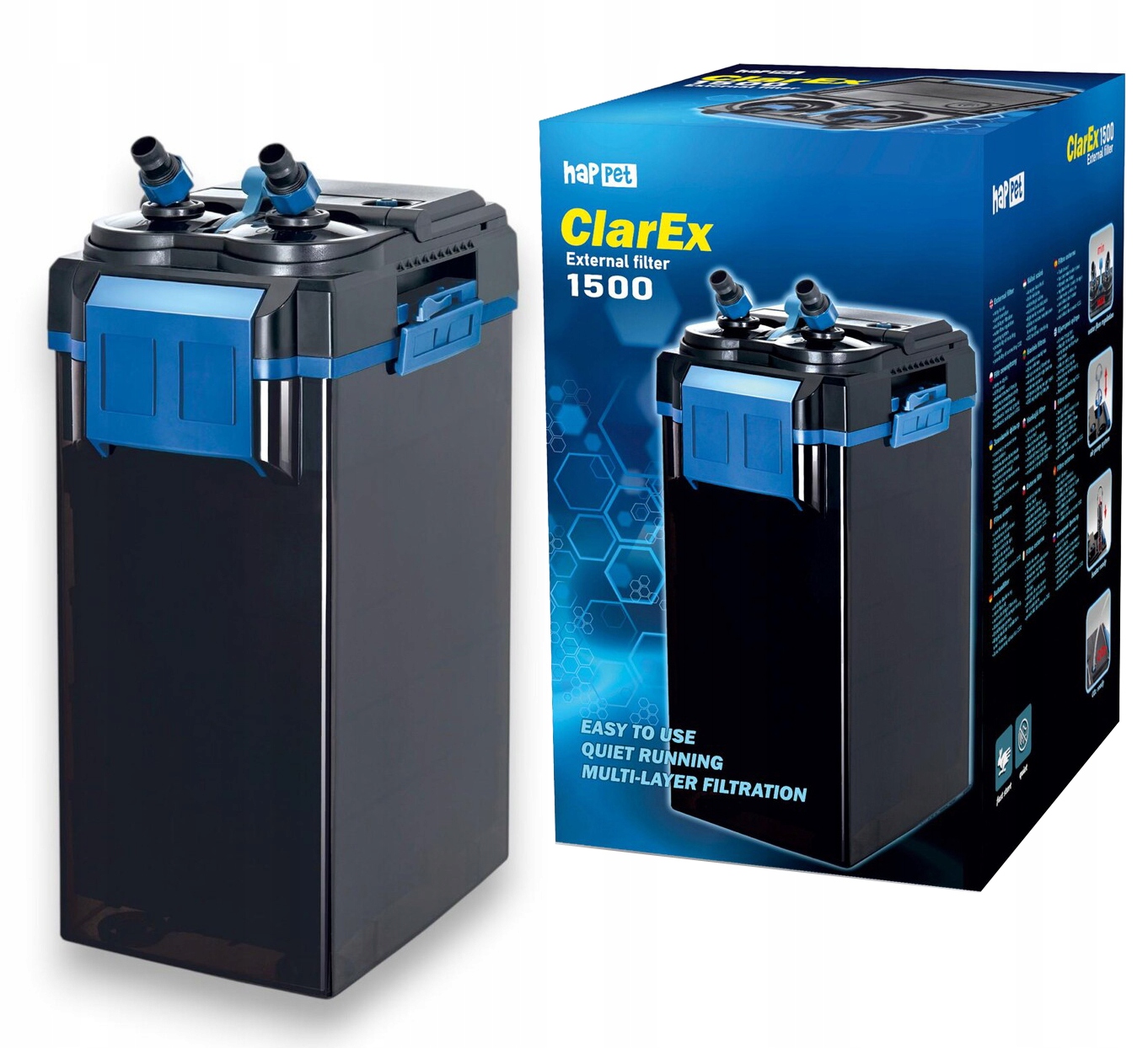 Filtr ClarEx 1500 Filtr zewnętrzny kubełkowy do akwarium 400-600L