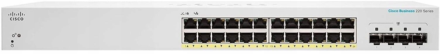 Cisco switch CBS220-24P-4G, 24xGbE RJ45, 4xSFP, PoE+, 195W