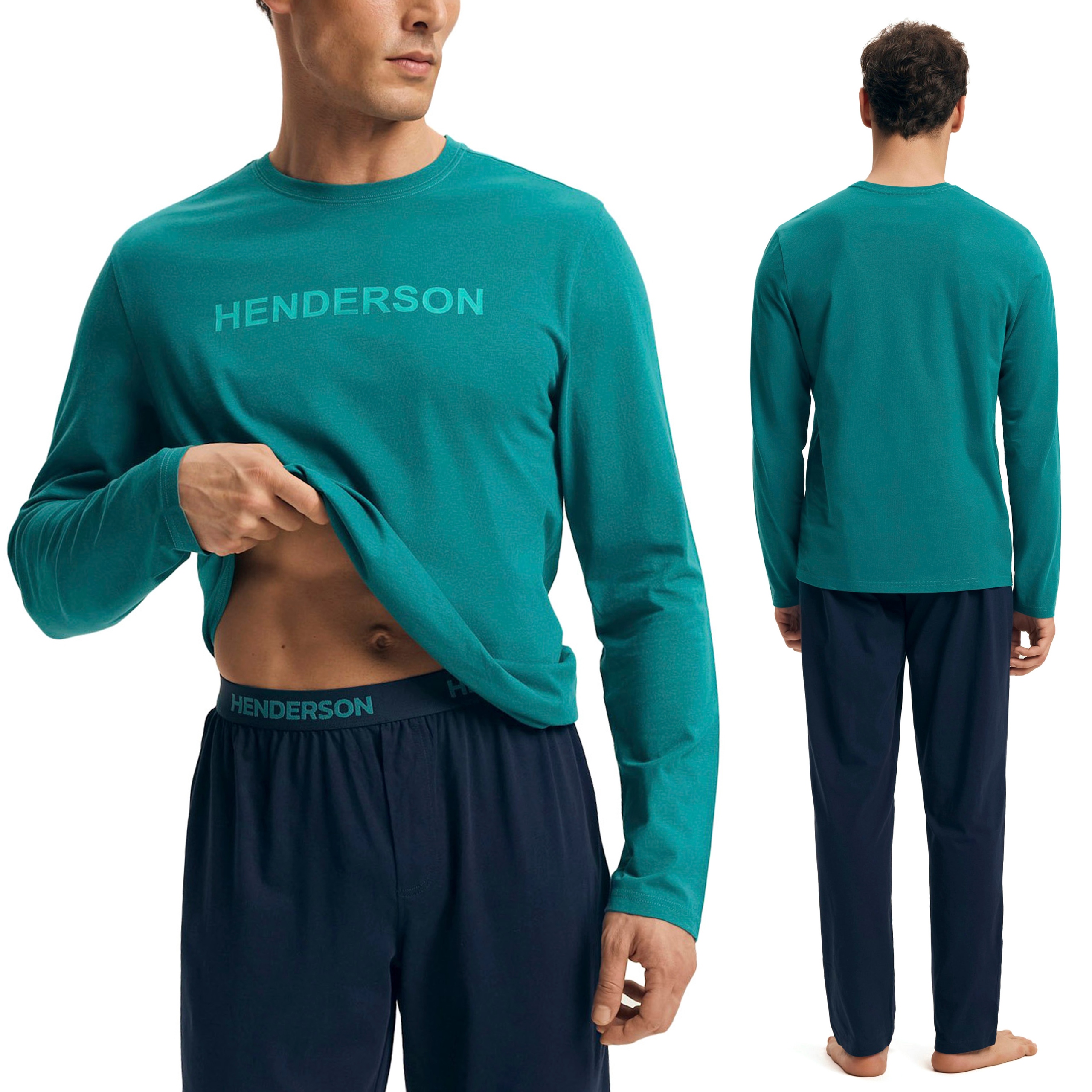 Piżama męska 100% Bawełna Komplet z Długim Rękawem Henderson Vise L