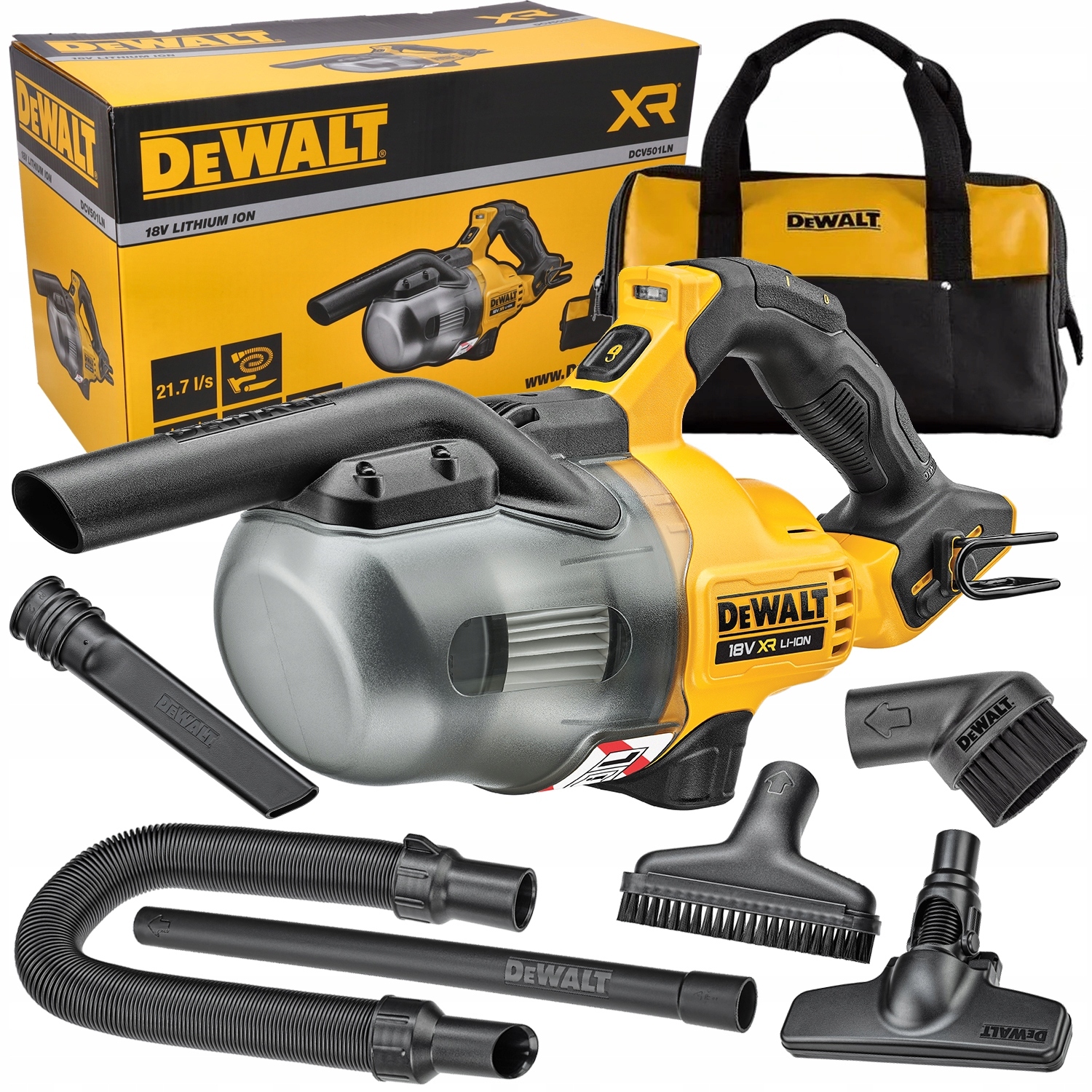 Odkurzacz Akumulatorowy Ręczny Akcesoria 18V 750ML 0*AH DCV501LN Dewalt