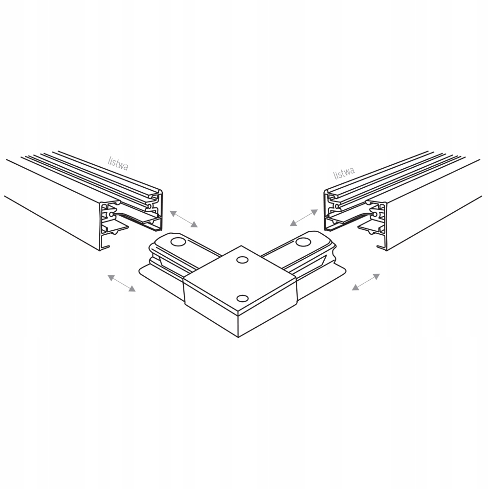 TRACER ZŁĄCZE KĄTOWE CZARNE TRACER CONNECTORS Maksymalna moc pojedynczego źródła światła 0 W