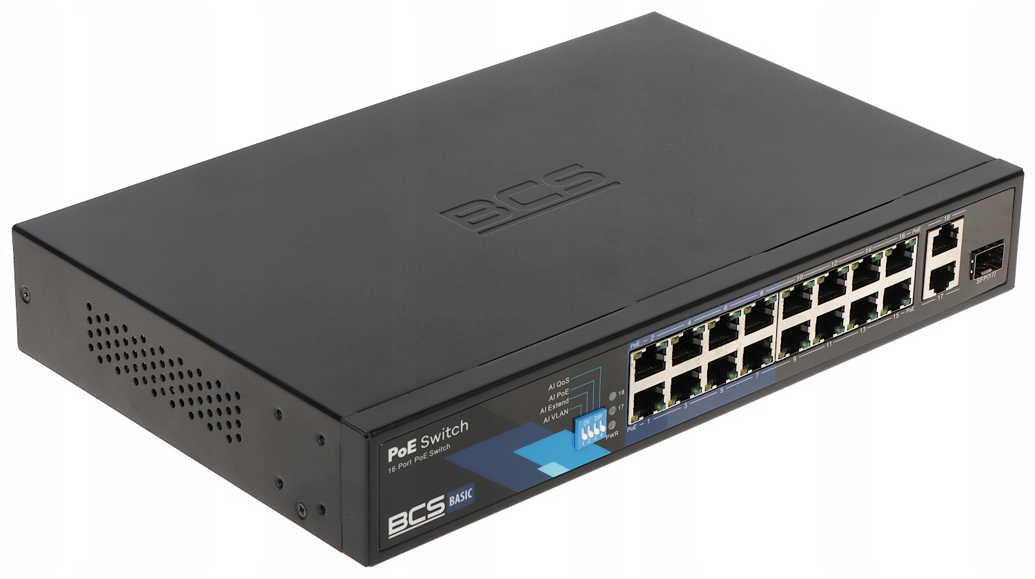 16-portový prepínač PoE BCS-B-SP1602G-1SFP