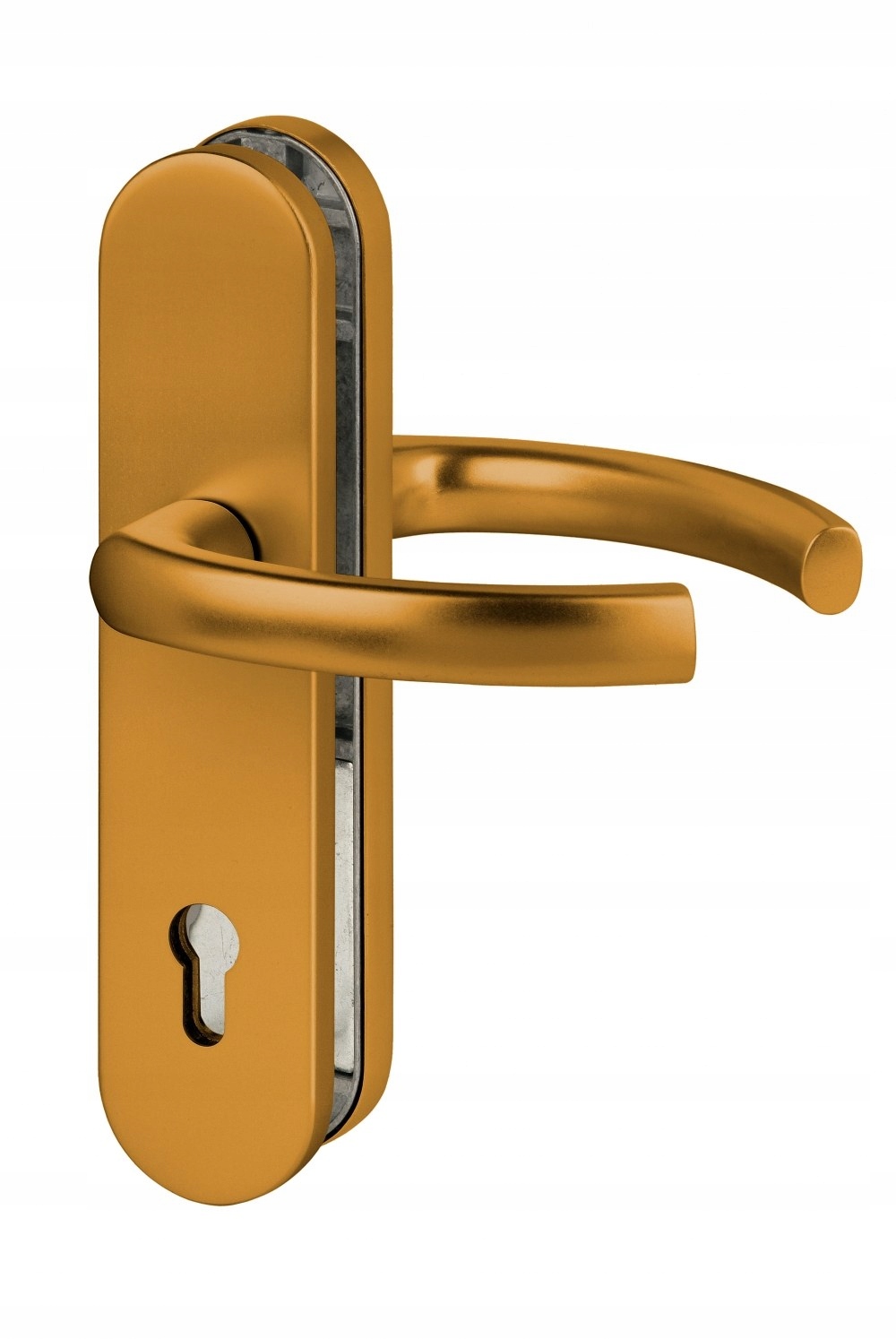 Bezpečnostná kľučka proti vlámaniu pre vchodové dvere patina, rozstup 72 mm