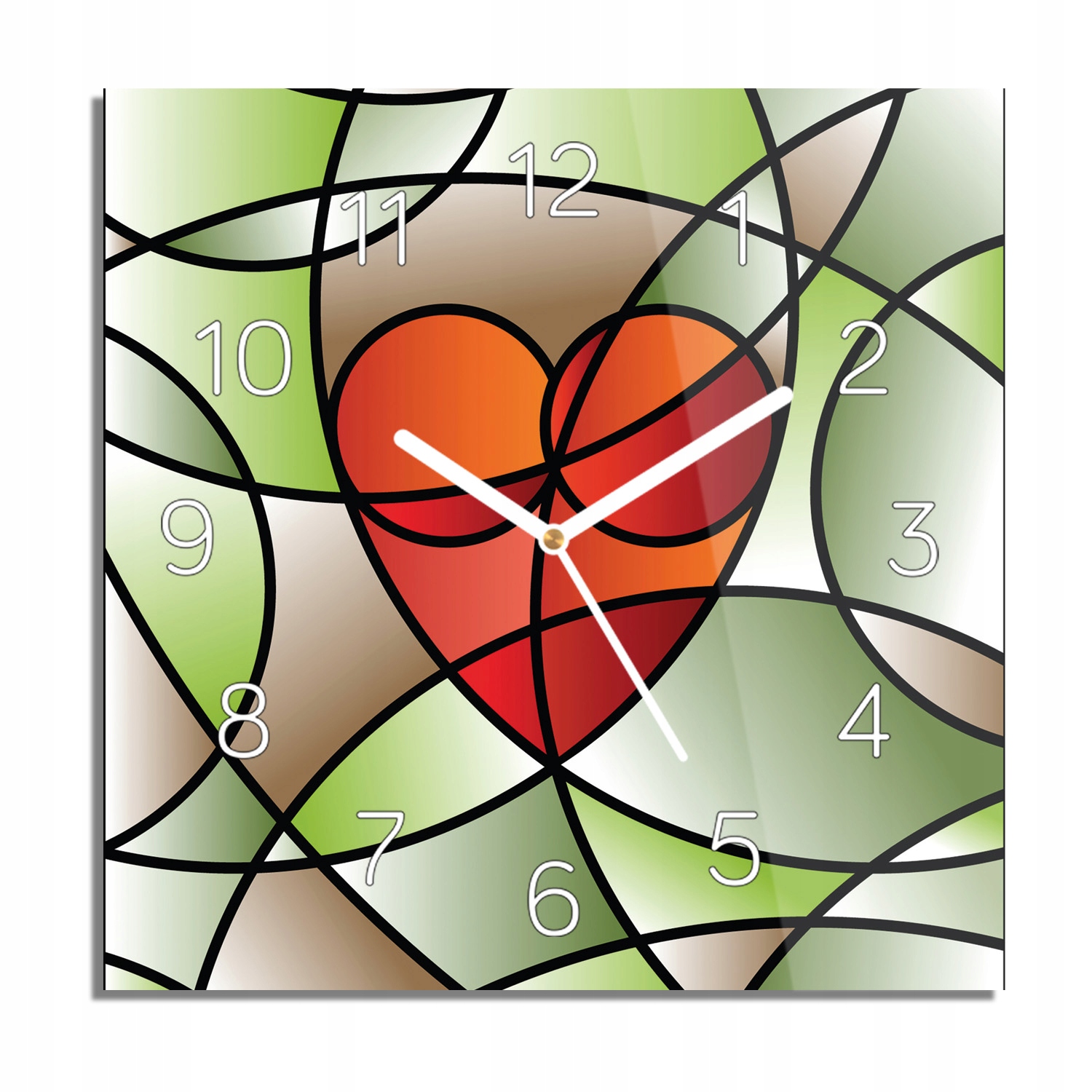 

Witraż okno serce foto-zegar do pokoju 30x30 cichy