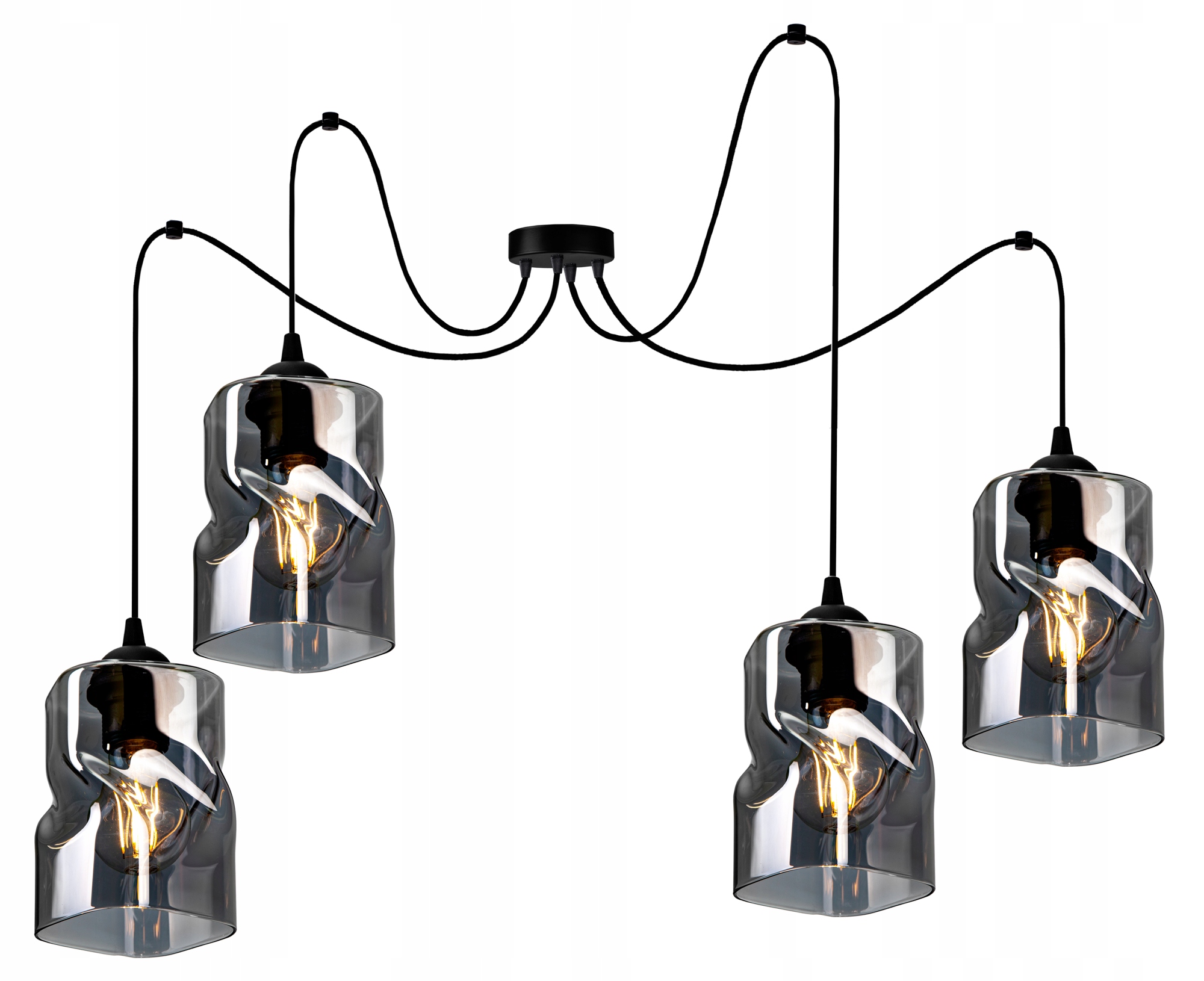 SZKLANA LAMPA WISZĄCA SUFITOWA ŻYRANDOL PAJĄK LED