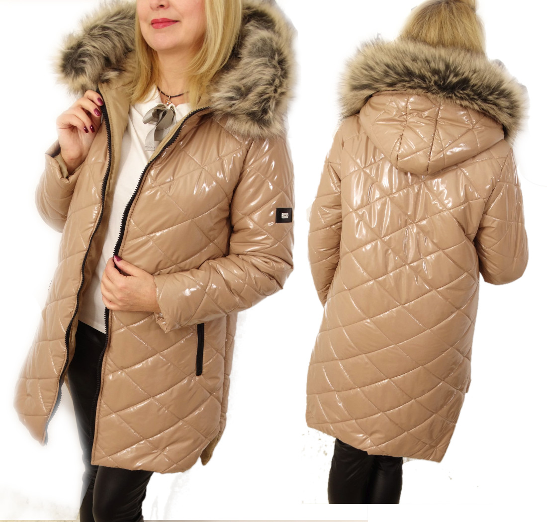 

Kurtka Połysk Pikowana Zimowa Elia-lakier 48 4XL