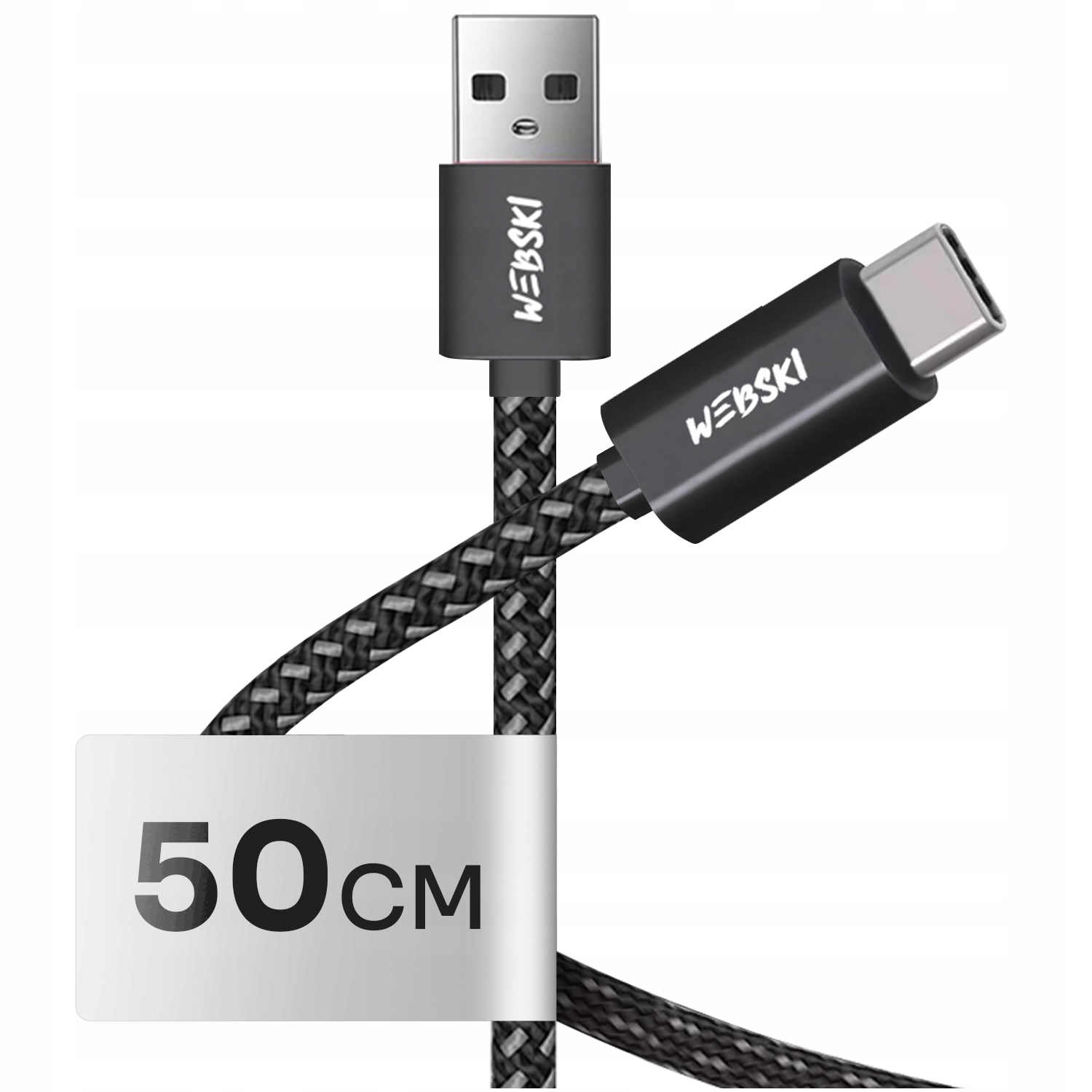Webski Mocny Kabel Nylon 50CM 3A Usb Usb-c Typ C