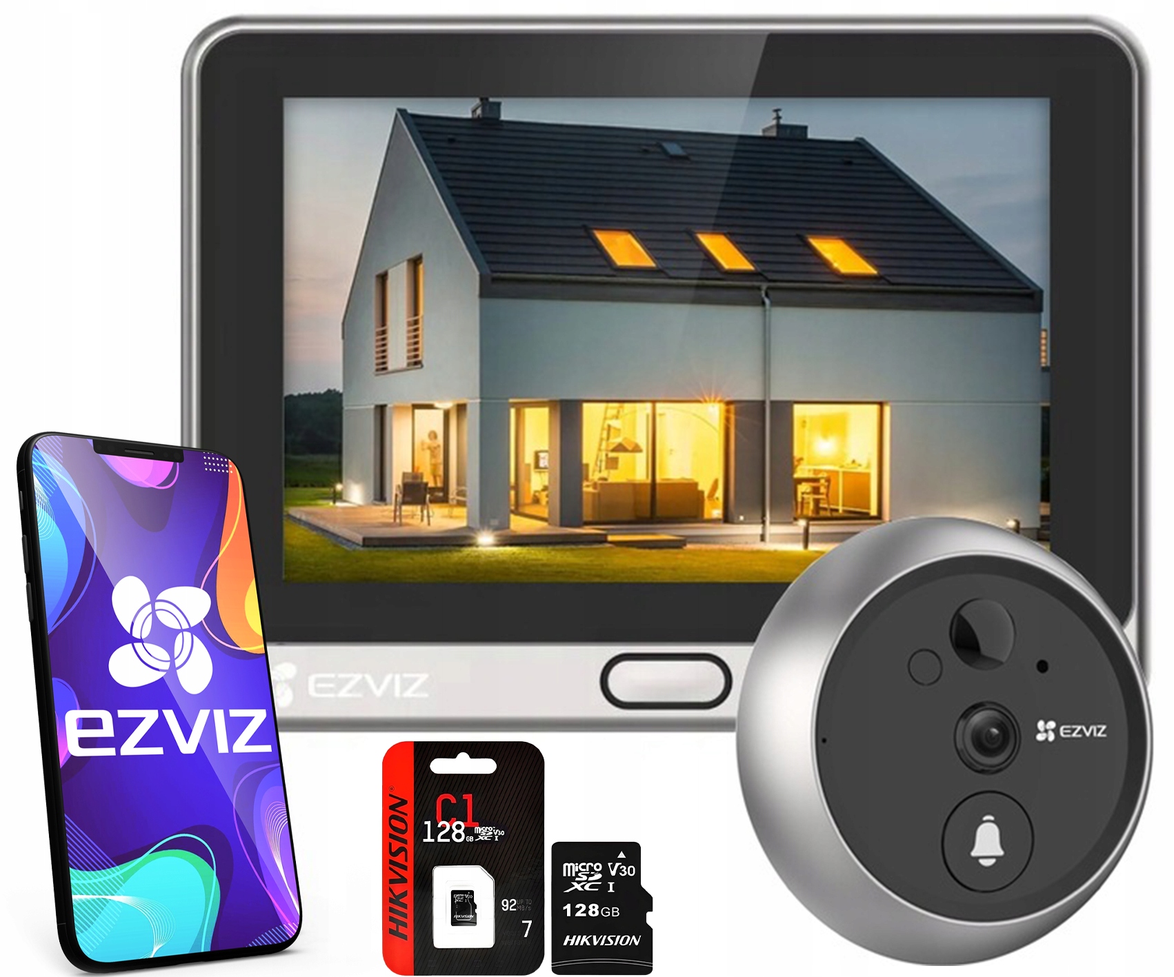 Ezviz DP2 2K dotykový WiFi hľadáčik s kamerou Sd karta 128 Gb