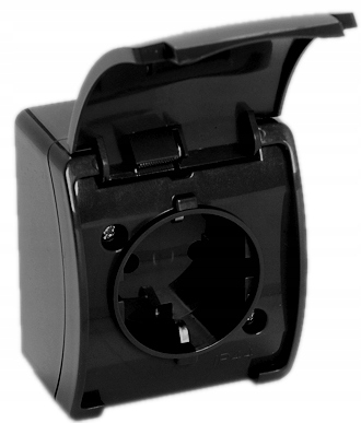 

Gniazdo Pojedyncze Natynkowe Hermetyczne Czarne