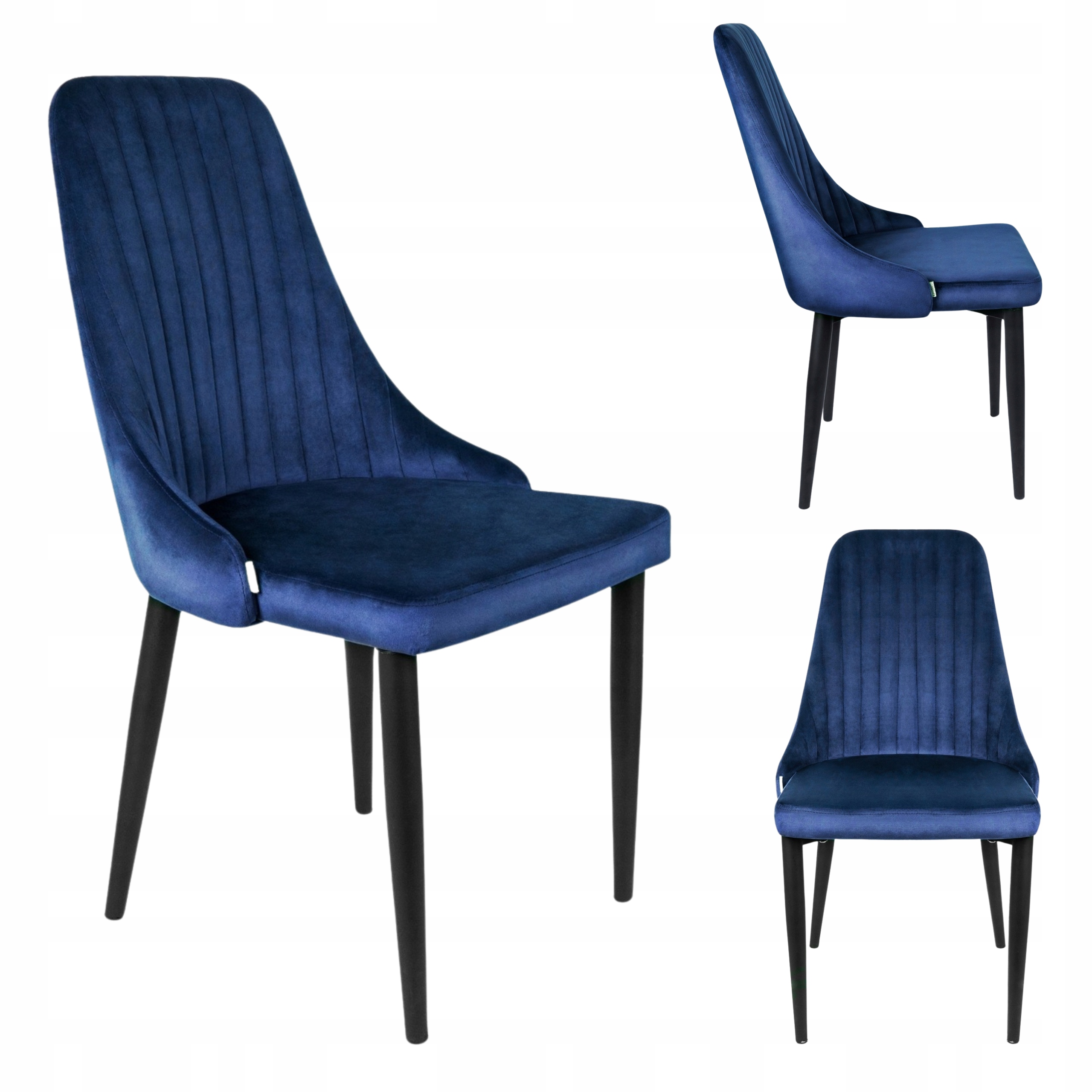 Čalúnená stolička z velúru, prešívaná, modrá, 46,5x58x88 Louis Homla