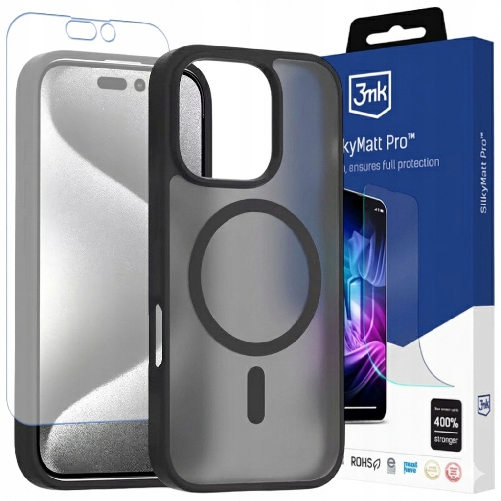 Zestaw Matowe Etui Z Magsafe Matowa Folia 3MK Na Ekran Do Iphone 16 Pro