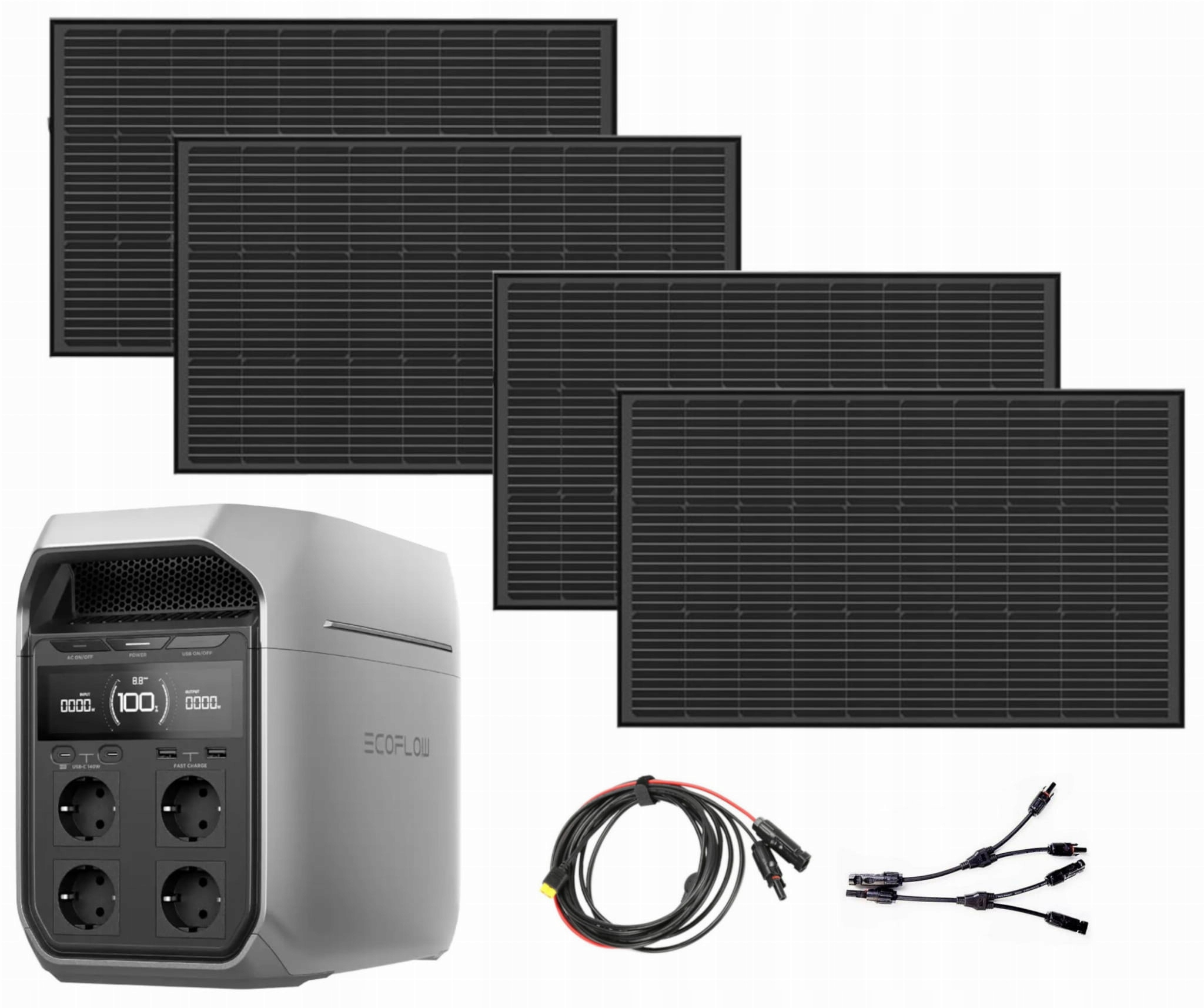 Przenośna Stacja Zasilania Ecoflow Delta 3 Plus Hid 4X Panel 100W Sztywny