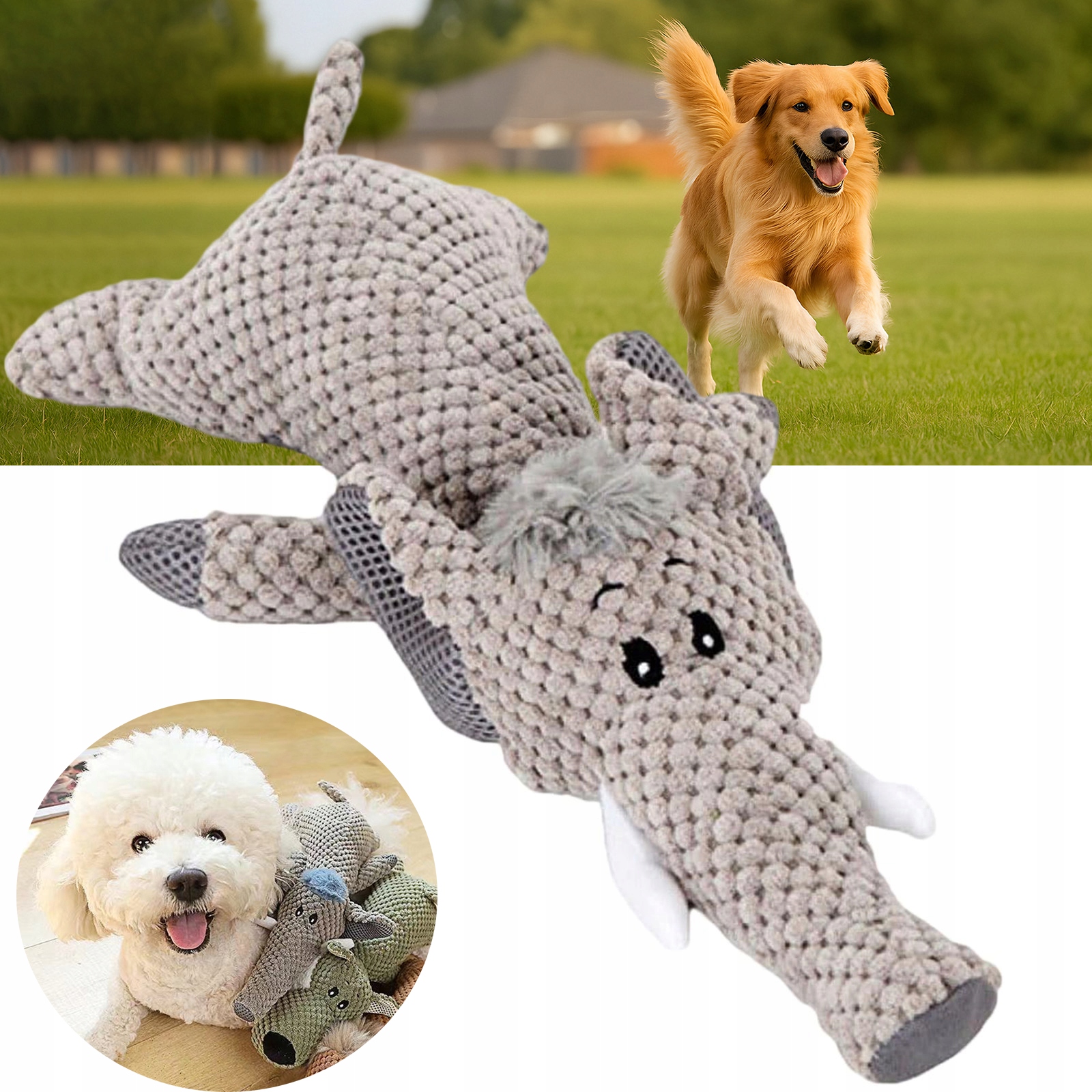 Pískavá Hračka Pro Psa Plyšová Žvýkací Hračka Pro Psa A Kočku Zvířata Pískavá Silná Hračka Pro Slony Šedé