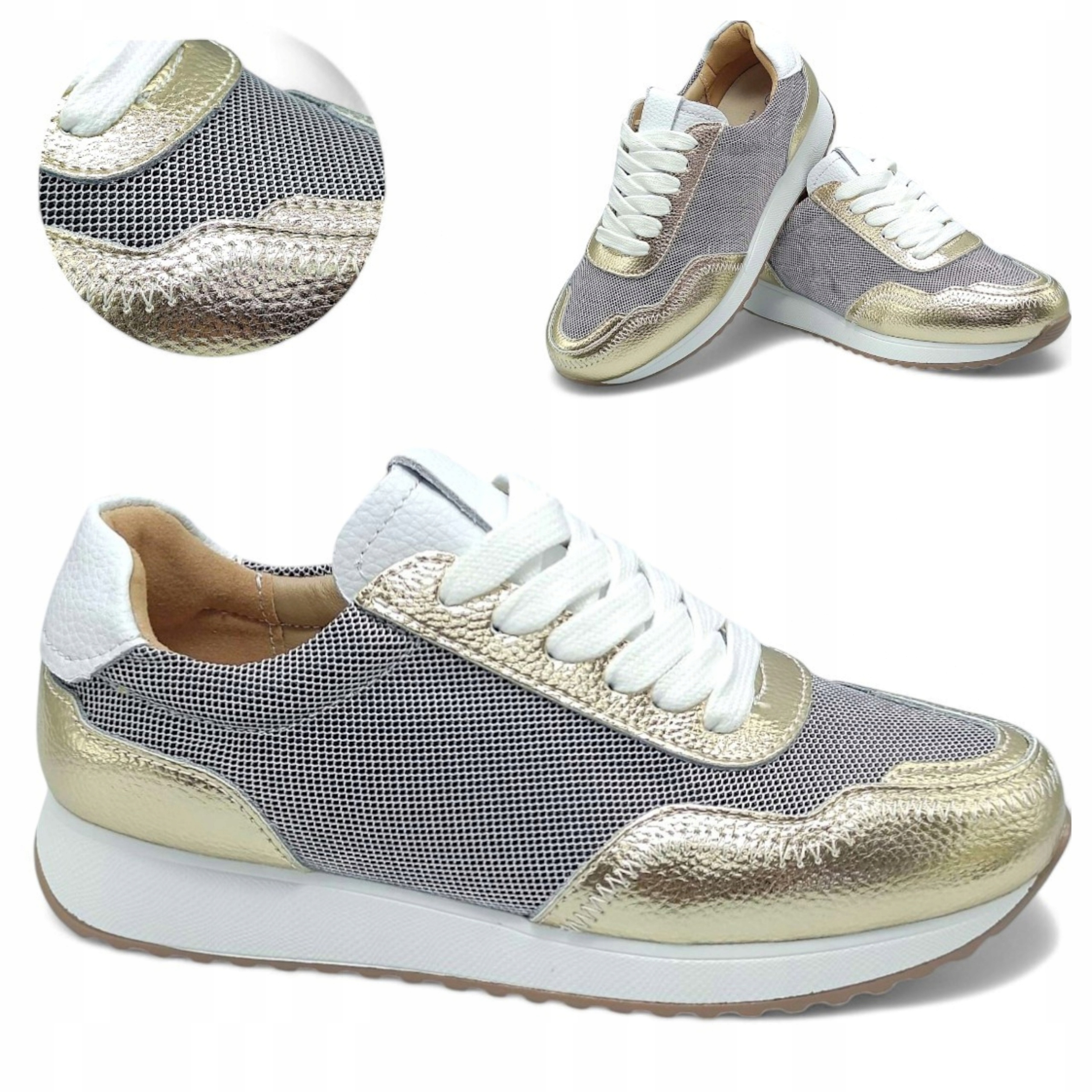 Dámské kožené polobotky Zlaté 37 Prodyšné Jarní léto Elegantní Barski